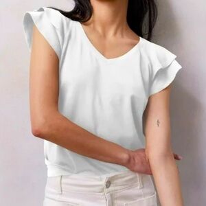 NWT Women’s LC Lauren Conrad Flutter Sleeve V-Neck Top Size XL